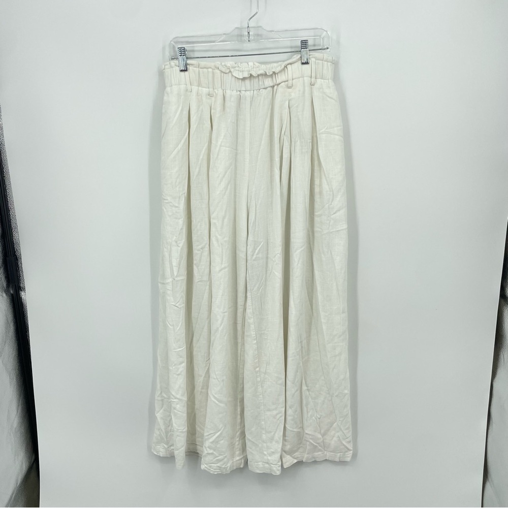 J. Brooks Boutique High-Waist wide leg white lined resort pants